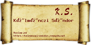 Kálmánczi Sándor névjegykártya